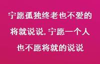 宁愿一个人也不愿将就的说说(100句) 宁愿一个人也不愿将就的说说(100句)