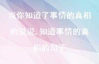 知道事情的真相的句子(100句)