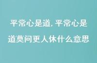 平常心是道莫问更人休什么意思【100句文案精选】
