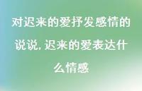迟来的爱表达什么情感(100句) 迟来的爱表达什么情感(100句)