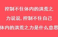 控制不住自己体内的洪荒之力是什么意思【精选100句】