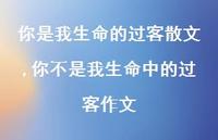 你不是我生命中的过客作文【精选100句】 你不是我生命中的过客作文【精选100句】