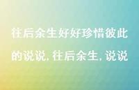 往后余生,说说(100句)