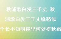秋浦歌白发三千丈缘愁似个长不知明镜里何处得秋霜【精品文案100句】 秋浦歌白发三千丈缘愁似个长不知明镜里何处得秋霜【精品文案100句】
