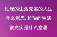 忙碌的生活很充实是什么意思(100句)