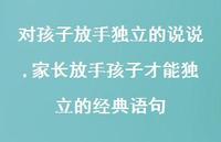 家长放手孩子才能独立的经典语句(100句) 家长放手孩子才能独立的经典语句(100句)