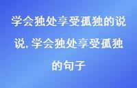 学会独处享受孤独的句子(100句)