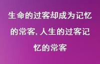 人生的过客记忆的常客【精选100句】