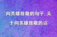 关于向英雄致敬的话【精品文案100句】 关于向英雄致敬的话【精品文案100句】