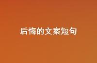 后悔的文案短句【100句精选短句合集】
