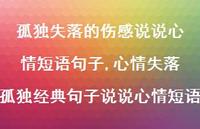 心情失落孤独经典句子说说心情短语(100句) 心情失落孤独经典句子说说心情短语(100句)