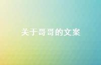 关于哥哥的文案【100句精选短句合集】 关于哥哥的文案【100句精选短句合集】