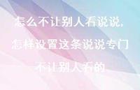 怎样设置这条说说专门不让别人看的(78句)