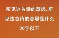 所见这首诗的意思是什么20字以下【精品文案100句】 所见这首诗的意思是什么20字以下【精品文案100句】