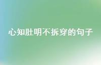 心知肚明不拆穿的句子65句汇总