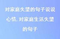 对家庭生活失望的句子【精选100句】 对家庭生活失望的句子【精选100句】