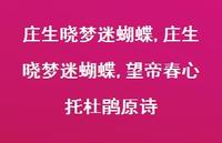 庄生晓梦迷蝴蝶,望帝春心托杜鹃原诗【100句文案精选】
