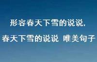 春天下雪的说说 唯美句子(100句)