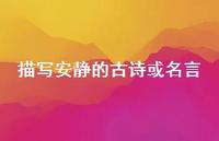 描写安静的古诗或名言(精选58句) 描写安静的古诗或名言(精选58句)