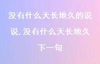 没有什么天长地久下一句(100句) 没有什么天长地久下一句(100句)