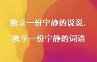 独享一份宁静的词语【100句文案】