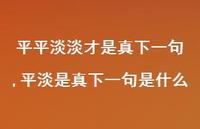 平淡是真下一句是什么(100句)