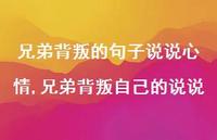 兄弟背叛自己的说说(100句) 兄弟背叛自己的说说(100句)
