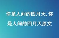 你是人间的四月天原文【100句文案精选】 你是人间的四月天原文【100句文案精选】
